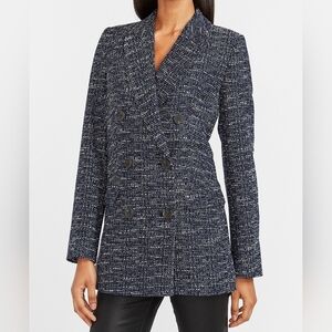 Express Navy Double Breasted Boucle Blazer Size S
